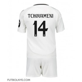 Camiseta Real Madrid Aurelien Tchouameni #14 Primera Equipación para niños 2024-25 manga corta (+ pantalones cortos)